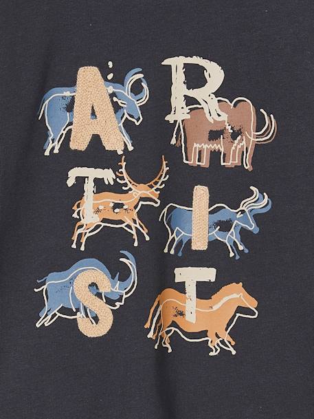 Tee-shirt préhisto artiste garçon détails brodés anthracite 4 - vertbaudet enfant 