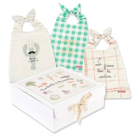 Coffret cadeau bavoir élastiqué Gourmet BEIGE 1 - vertbaudet enfant 