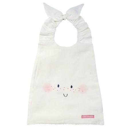 Bavoir élastiqué lin et coton bio* Happy Face BEIGE 1 - vertbaudet enfant 