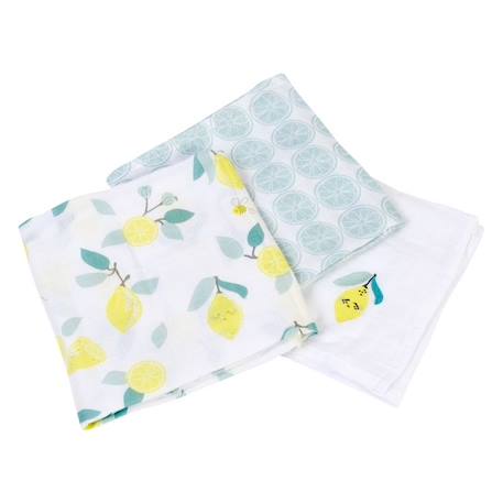 Lot de 3 langes en coton bio* Limonade JAUNE 4 - vertbaudet enfant 