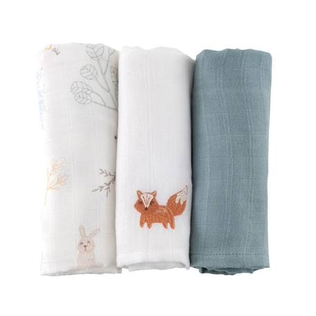 Lot de 3 langes en coton bio* Dream Forest BEIGE 1 - vertbaudet enfant 