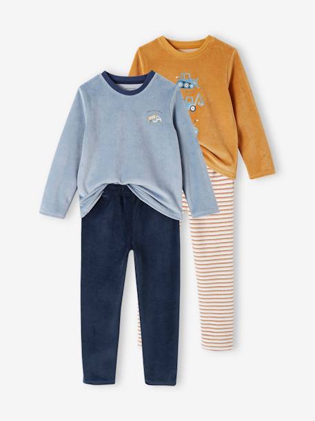 Lot de 2 pyjamas velours "tractopelle" garçon  - vertbaudet enfant