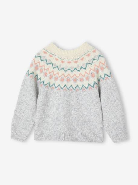 Pull jacquard fille écru+gris chiné 9 - vertbaudet enfant 