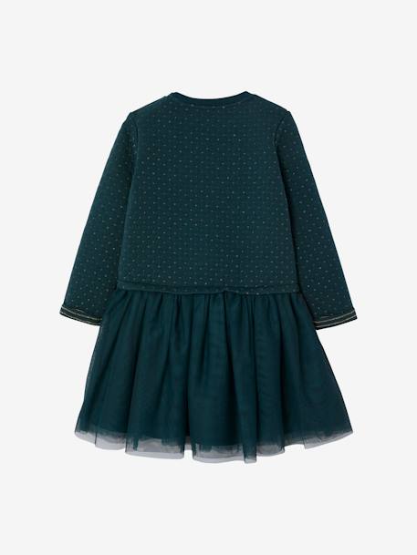 Robe de Noël fille bi-matière encre+rouge brique+vert 16 - vertbaudet enfant 