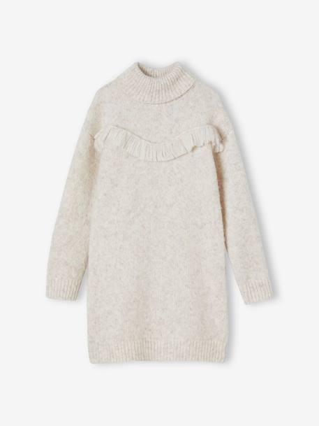 Robe en tricot animée de franges fille beige chiné 2 - vertbaudet enfant 