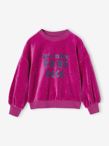 Sweat en velours lisse fille violine 2 - vertbaudet enfant 