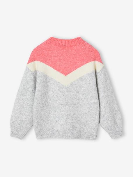 Pull effet colorblock fille bois de rose+gris chiné 6 - vertbaudet enfant 