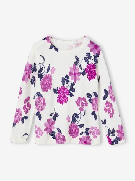 Pull motifs fleurs fille rose imprimé 1 - vertbaudet enfant 