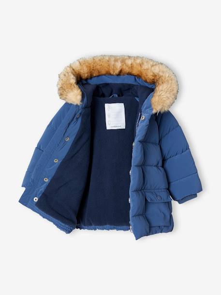 Doudoune doublée bébé à capuche curcuma+indigo 10 - vertbaudet enfant 