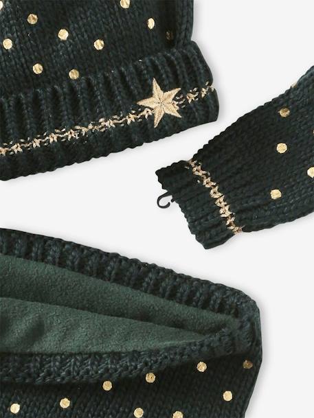 Coffret de Noël 'Etoile' fille ensemble bonnet + snood + gants vert 4 - vertbaudet enfant 