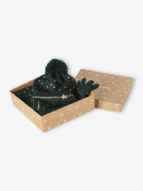 Coffret de Noël 'Etoile' fille ensemble bonnet + snood + gants vert 2 - vertbaudet enfant 