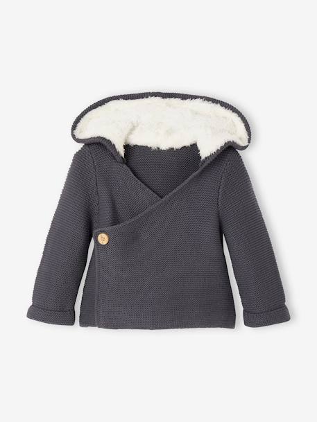 Bébé-Pull, gilet, sweat-Gilet-Cardigan avec capuche doublée fausse fourrure bébé