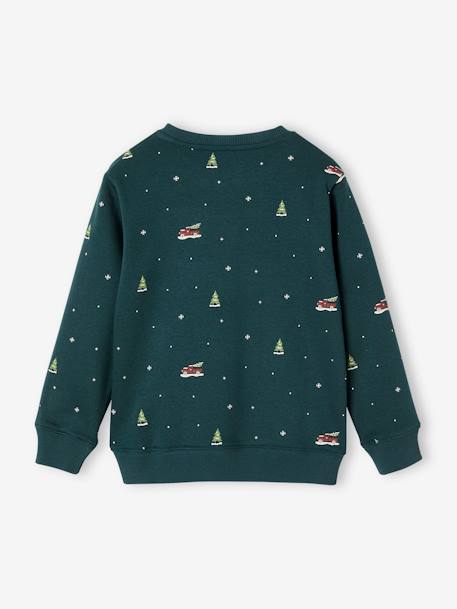 Sweat motifs de Noël message en bouclettes garçon vert 2 - vertbaudet enfant 