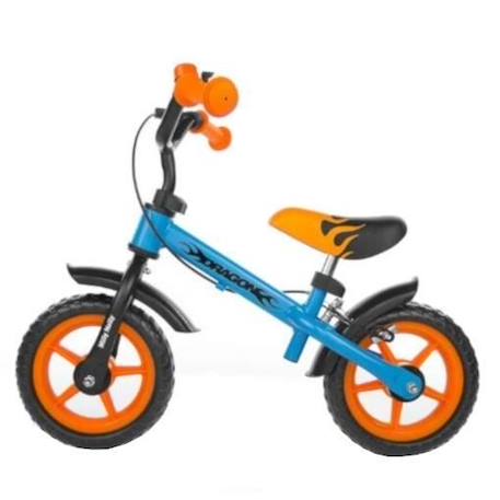 Milly Mally Draisienne à 2 roues loopfiets Dragon met rem 10 pouces Junior Bleu/Orange BLEU 1 - vertbaudet enfant 