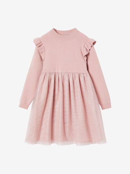 Fille-Robe de fête en tricot et tulle fille