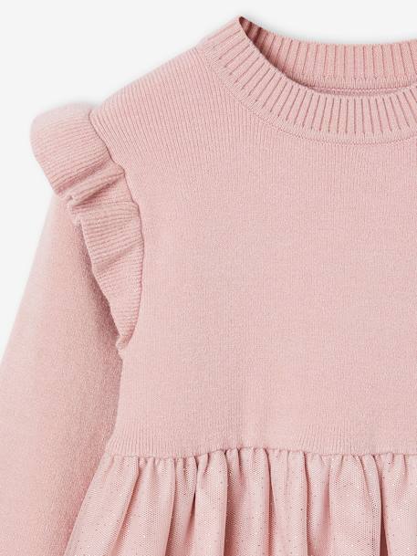 Robe de fête en tricot et tulle fille rose pâle 3 - vertbaudet enfant 