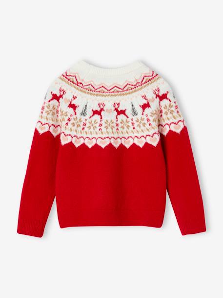 Pull jacquard de Noël fille rouge 2 - vertbaudet enfant 