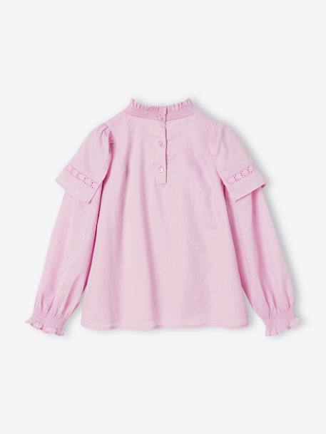 Blouse en plumetis fille maxi volants brodés fille lilas 4 - vertbaudet enfant 