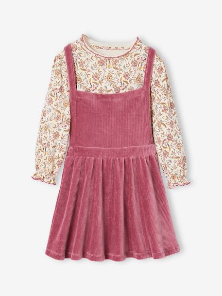 Ensemble tee-shirt + robe tablier en velours côtelé fille. mauve 2 - vertbaudet enfant 