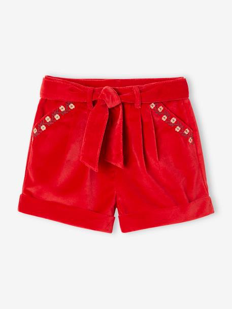 Short fantaisie en velours lisse fille aubergine+marine+rouge 8 - vertbaudet enfant 