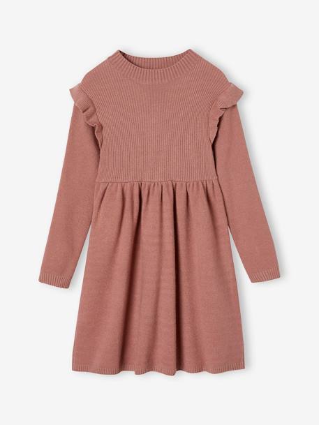 Robe à volants en tricot fille bois de rose 1 - vertbaudet enfant 