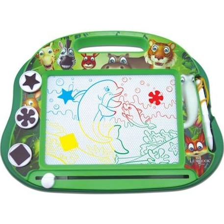 Ardoise magique Animaux format A5 avec accessoires magnétiques pour dessiner en couleurs - LEXIBOOK VERT 1 - vertbaudet enfant 