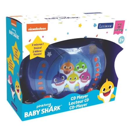 Lecteur CD Karaoké Enfant - LEXIBOOK - Baby Shark - 2 Microphones - Affichage LED des Pistes BLEU 5 - vertbaudet enfant 