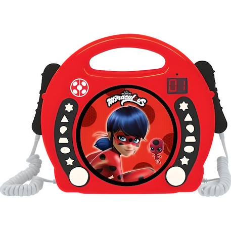 Lecteur CD portable avec 2 microphones Miraculous ROUGE 1 - vertbaudet enfant 