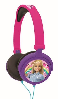 Jouet-Multimédia-casques audio - écouteurs-Casque audio filaire pour enfants Barbie - LEXIBOOK - Limitation de volume d'écoute - Rose
