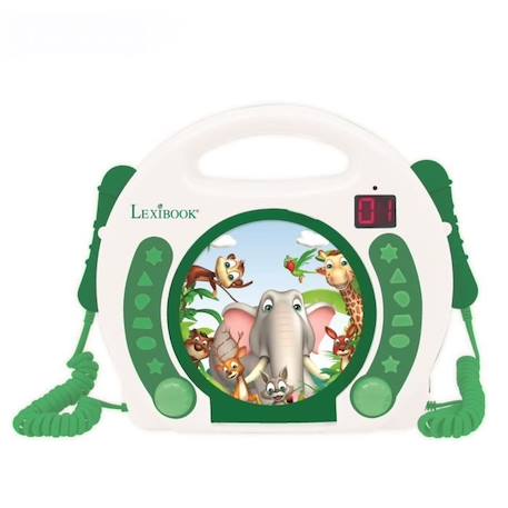 Lecteur CD Karaoké Enfant - LEXIBOOK - Animaux - 2 micros - LED affichage - Répétition et programmation BLANC 1 - vertbaudet enfant 