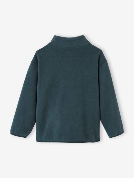 Sweat zippé en maille polaire garçon badge baleine en relief marine+vert sapin 9 - vertbaudet enfant 