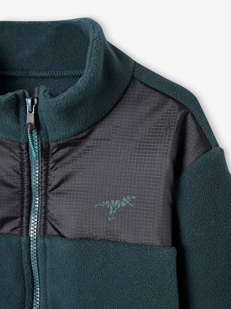 Sweat zippé en maille polaire garçon badge baleine en relief marine+vert sapin 10 - vertbaudet enfant 