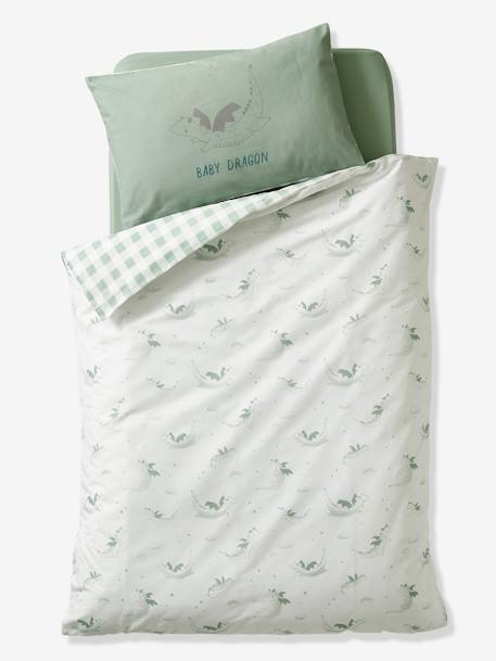 Housse de couette bébé DRAGON blanc imprimé 1 - vertbaudet enfant 