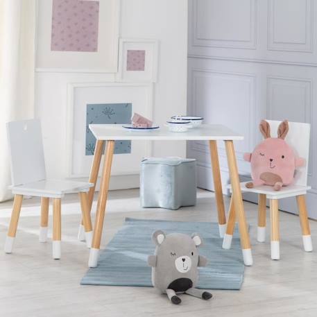 ROBA Ensemble Table + 2 Chaises pour Enfants en Bois Laqué Blanc - 3 Pièces - Pieds en Bois Massif BLANC 4 - vertbaudet enfant 