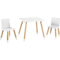 ROBA Ensemble Table + 2 Chaises pour Enfants en Bois Laqué Blanc - 3 Pièces - Pieds en Bois Massif  - vertbaudet enfant