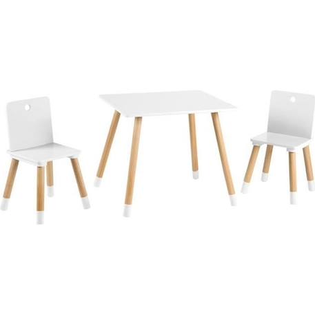 ROBA Ensemble Table + 2 Chaises pour Enfants en Bois Laqué Blanc - 3 Pièces - Pieds en Bois Massif BLANC 1 - vertbaudet enfant 