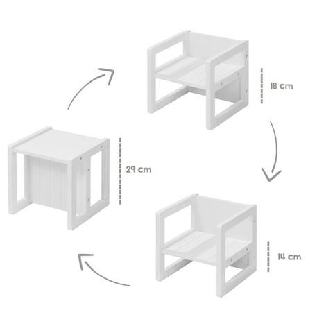 ROBA Tabouret d'Enfant - Style Maison de Campagne -  Chaise Réversible à 3 Hauteurs d'Assise - Bois Blanc BLANC 4 - vertbaudet enfant 