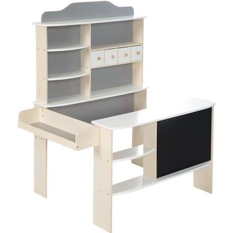 Marchande Enfant en Bois - ROBA - Épicerie avec Tableau Noir - Gris/Blanc GRIS 1 - vertbaudet enfant 