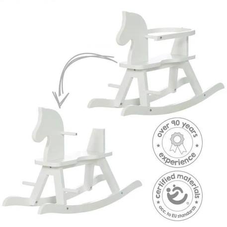 Cheval à Bascule Évolutif en Bois avec Anneau de Protection Amovible - ROBA - Blanc BLANC 3 - vertbaudet enfant 