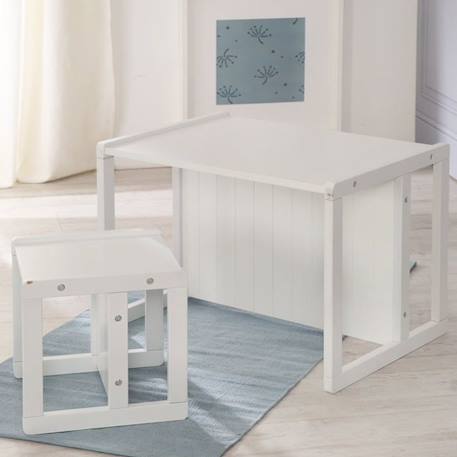 ROBA Banquette Enfant Réglable sur 2 Hauteurs d'Assise - Convertible en Table - Style Campagne - Blanc BLANC 4 - vertbaudet enfant 