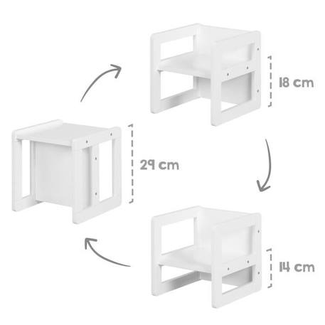 ROBA Ensemble Table et Chaise Réversible pour Enfant - Convertible en Banc et Tabouret - 3 Hauteurs Différentes - Bois Blanc BLANC 3 - vertbaudet enfant 