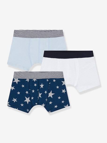 Lot de 3 boxers étoile en coton PETIT BATEAU blanc imprimé 1 - vertbaudet enfant 