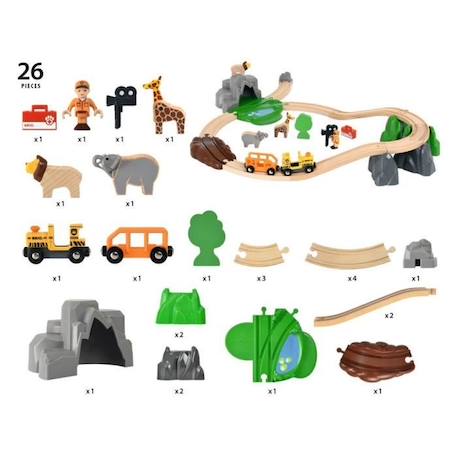 Brio World Circuit Reportage Safari - Coffret complet 26 pièces - Circuit de train en bois - Ravensburger - Mixte dès 3 ans - 33960 ORANGE 4 - vertbaudet enfant 