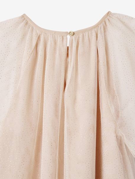 Robe cérémonie en tulle à paillettes fille manches papillon beige poudré+écru 4 - vertbaudet enfant 