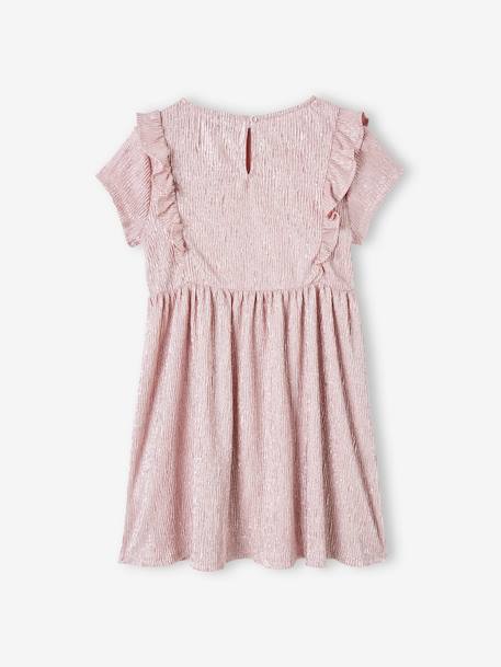 Robe de fête en tissu lamé fantaisie fille beige irisé+rose pâle 8 - vertbaudet enfant 