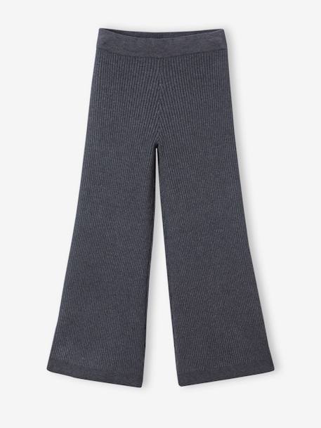 Pantalon large en tricot tout doux fille anthracite 1 - vertbaudet enfant 