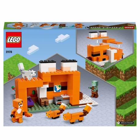 LEGO® 21178 Minecraft Le Refuge du Renard, Jouet de Construction Maison, Enfants dès 8 ans, Set avec Figurines Zombie, Animaux ORANGE 6 - vertbaudet enfant 