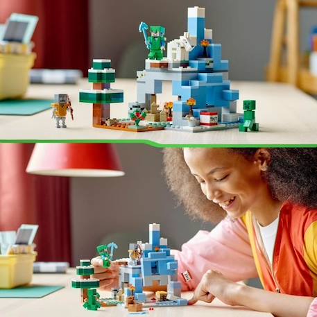 LEGO Minecraft 21243 Les Pics Gelés, Jouet Enfants 8 Ans, avec Figurines Steve et Creeper BLEU 6 - vertbaudet enfant 