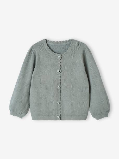 Bébé-Pull, gilet, sweat-Gilet en maille ajourée coeurs bébé fille