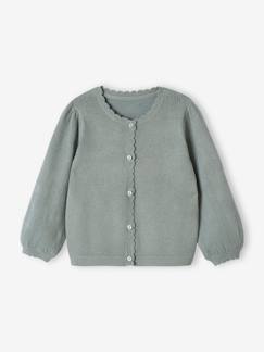 -Gilet en maille ajourée coeurs bébé fille